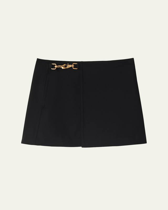 Mini Wool Skirt with Horse Clip